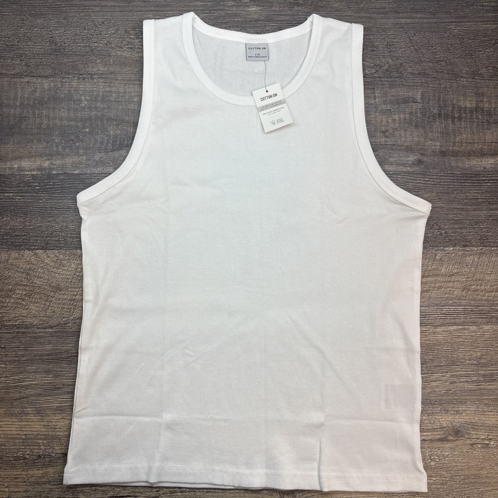 Cotton On Women's Large Rib Tank Top White NEW